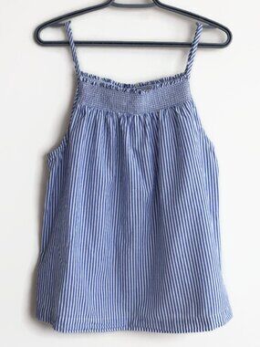 Blue and White Striped Cotton Top - Size L -  Sleeveless - Old Navy - Flowy Top